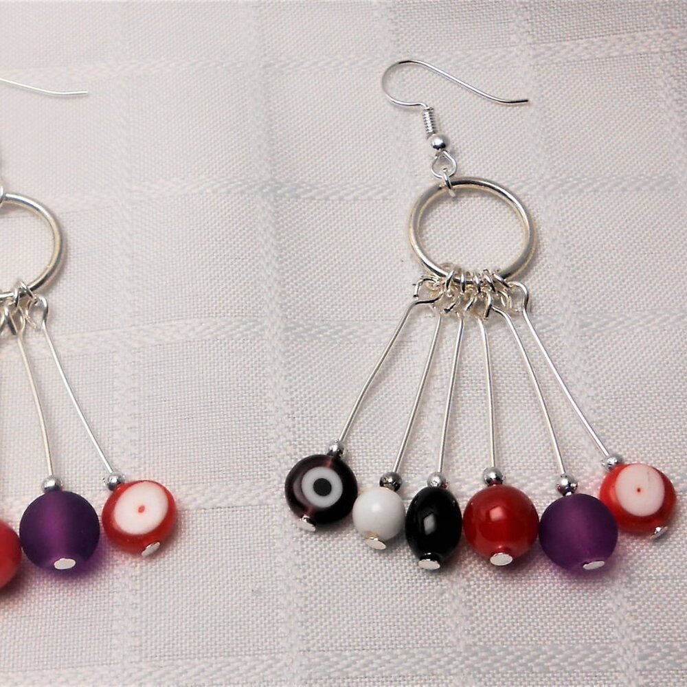 No 788 Handmade earrings with blowtorch glass beads - Picture 2 of 3